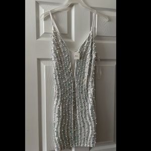 Beaded white mini dress!